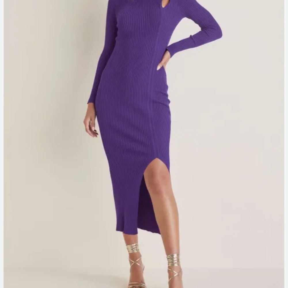 VENUS Purple Asymmetrical Long Sleeve Cocktail Dress